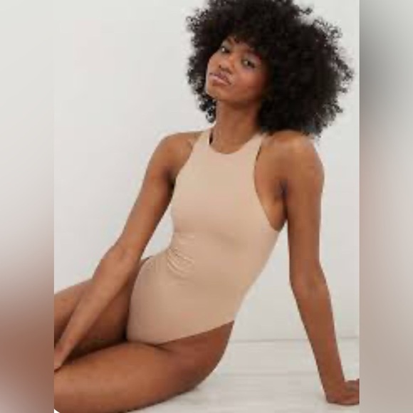aerie Tops - Aerie Smoothez racerback high neck nude thing bodysuit size large